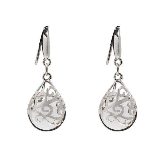 Filigree Teardrop Sterling Earrings-Sterling Silver-Bottled Up Designs