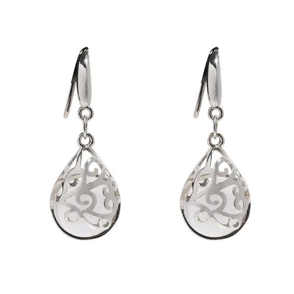 Filigree Teardrop Sterling Earrings-Sterling Silver-Bottled Up Designs