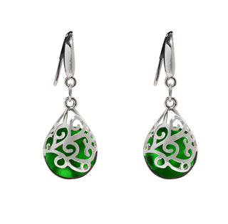 Filigree Teardrop Sterling Earrings-Sterling Silver-Bottled Up Designs