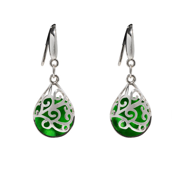Filigree Teardrop Sterling Earrings-Sterling Silver-Bottled Up Designs