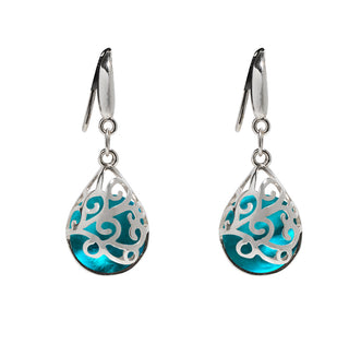 Filigree Teardrop Sterling Earrings-Sterling Silver-Bottled Up Designs