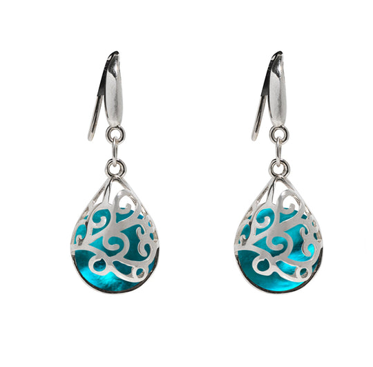 Filigree Teardrop Sterling Earrings-Sterling Silver-Bottled Up Designs