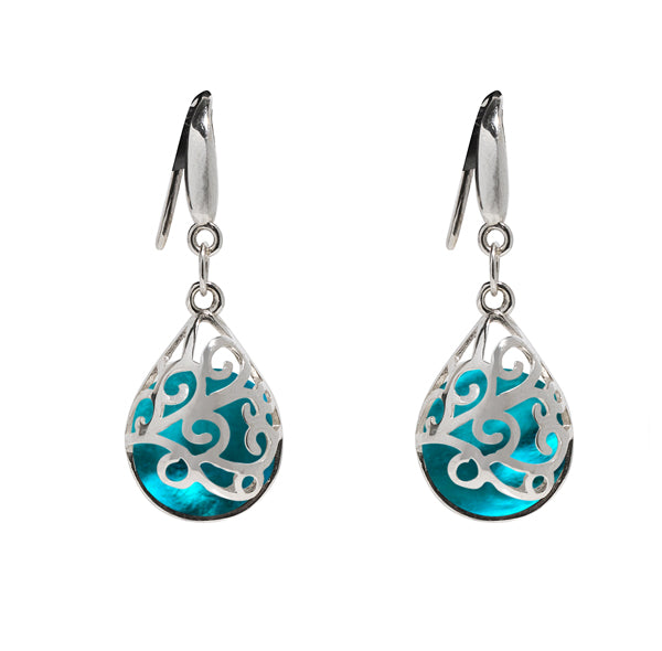 Filigree Teardrop Sterling Earrings-Sterling Silver-Bottled Up Designs