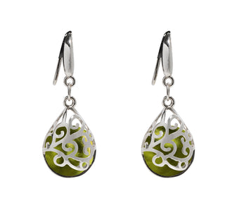 Filigree Teardrop Sterling Earrings-Sterling Silver-Bottled Up Designs