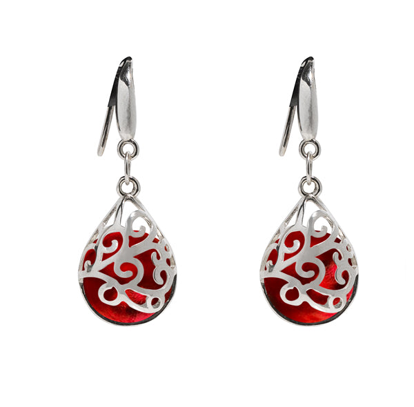 Filigree Teardrop Sterling Earrings-Sterling Silver-Bottled Up Designs