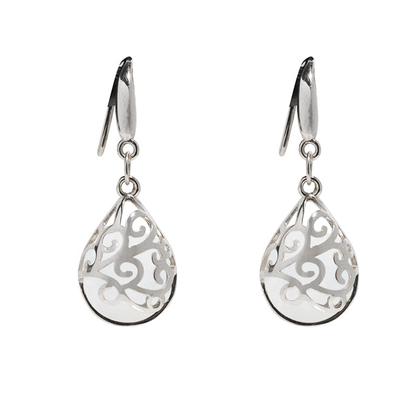 Filigree Teardrop Sterling Earrings-Sterling Silver-Bottled Up Designs
