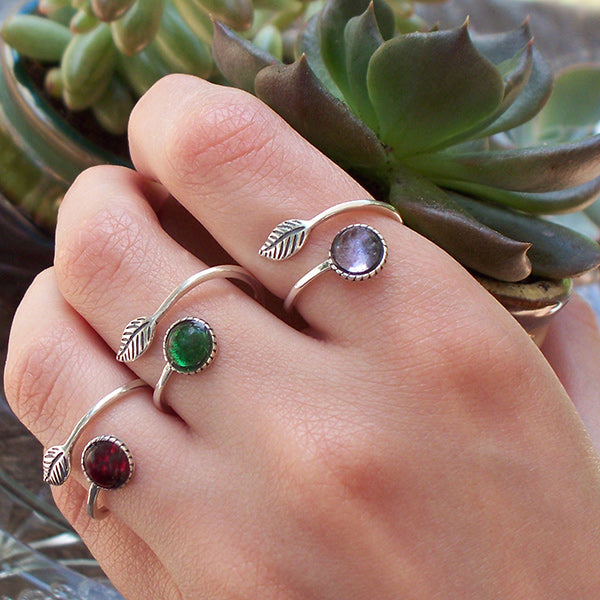 Sterling Silver Botanical Leaf Ring-Sterling Silver-Bottled Up Designs
