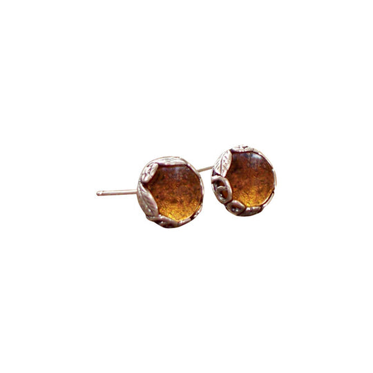 Botanical Sterling Silver Post Earrings-Sterling Silver-Bottled Up Designs