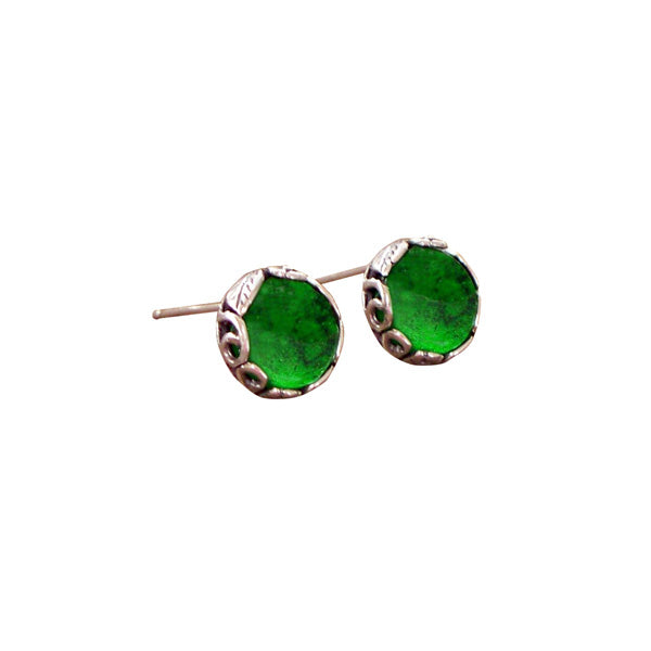 Botanical Sterling Silver Post Earrings-Sterling Silver-Bottled Up Designs