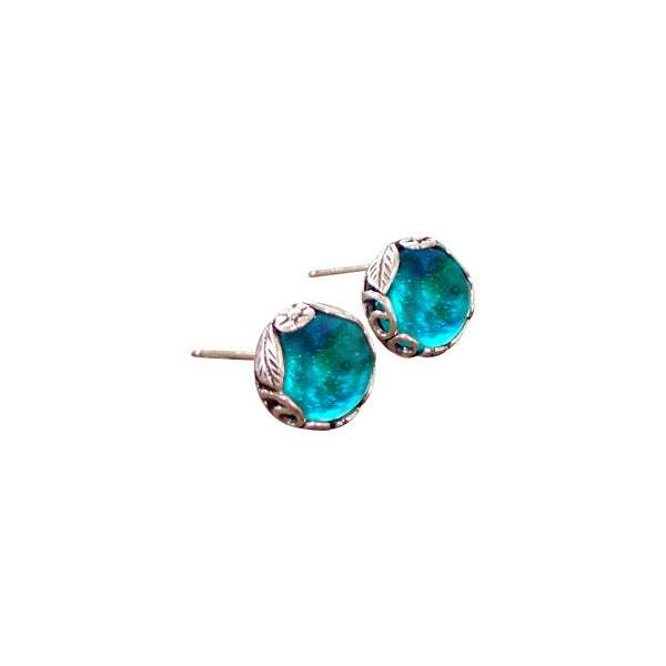 Botanical Sterling Silver Post Earrings-Sterling Silver-Bottled Up Designs