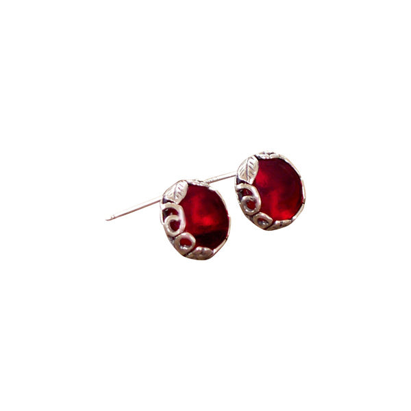 Botanical Sterling Silver Post Earrings-Sterling Silver-Bottled Up Designs