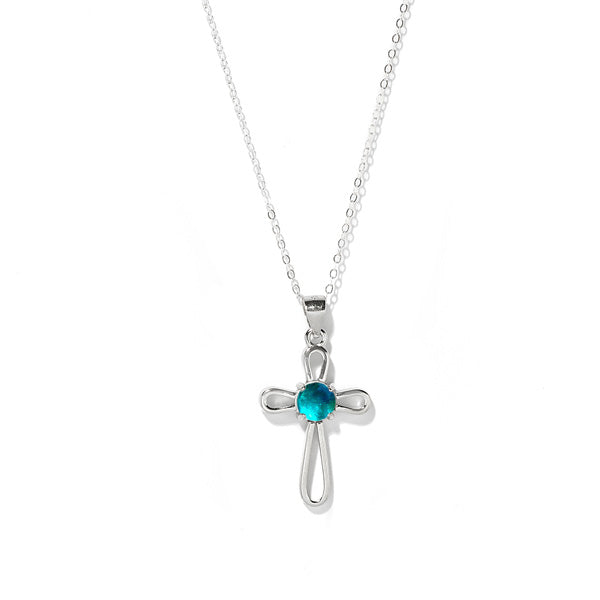 At The Cross Sterling Silver Cross Necklace-Necklace-Bottled Up Designs