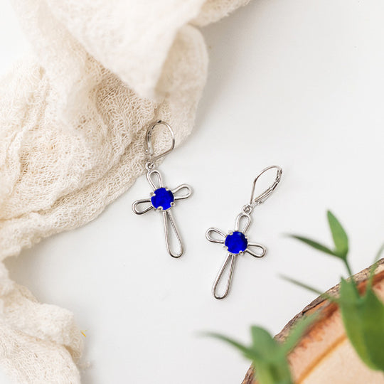 At the Cross Sterling Silver Lever Back Earrings-Earrings-Bottled Up Designs